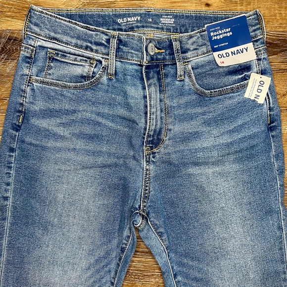 Old Navy Girls High Waisted Rockstar 360° Stretch Jeggings, Medium Wash, Size 14 - Picture 5 of 9